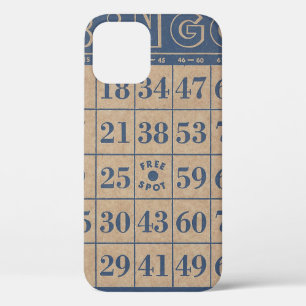 Bingo Card   Vintage Blue and Tan iPhone 12 Case