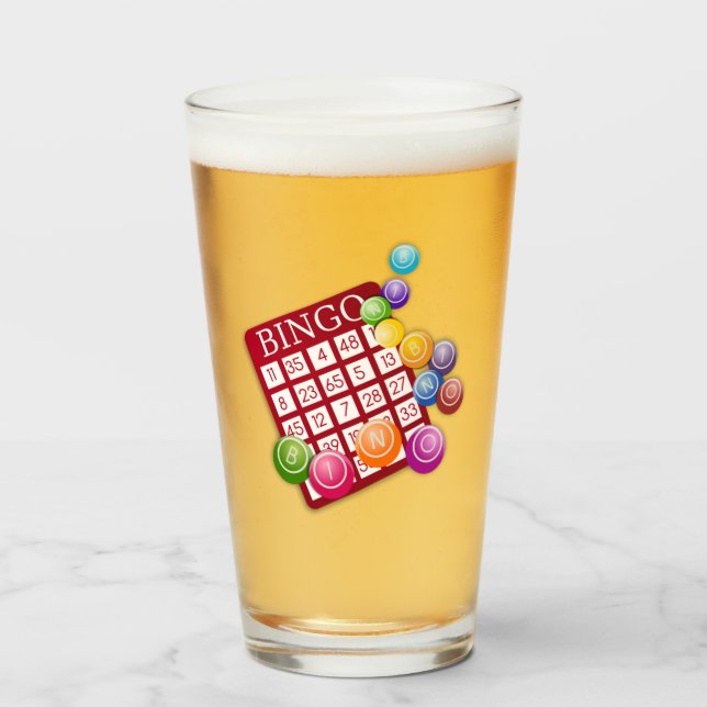 BINGO Card with BINGO Balls Glass (Front Filled)