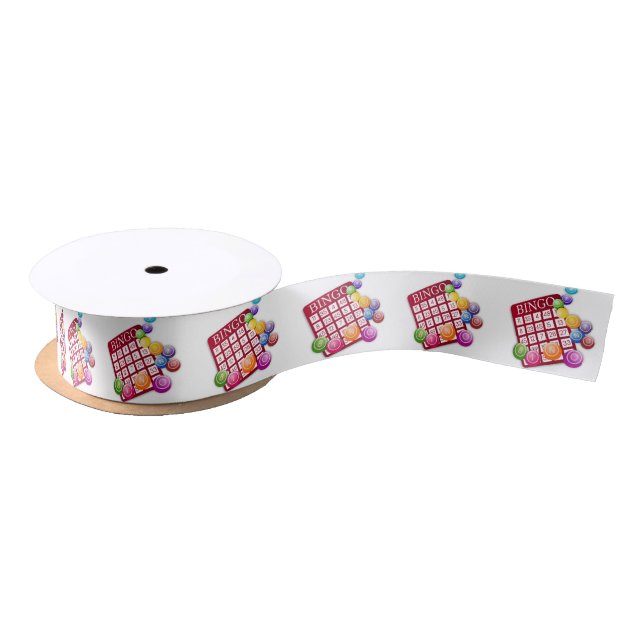 BINGO Card with BINGO Balls Satin Ribbon (Spool)