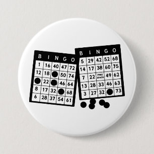 Bingo cards chips game art illustration  3 inch round button