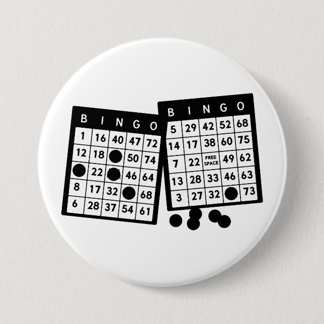 Bingo cards chips game art illustration  3 inch round button (Front)