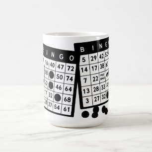 Bingo cards chips game art illustration  coffee mug