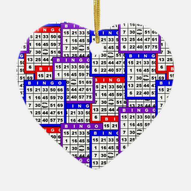 Bingo Cards pattern Ceramic Ornament (Front)