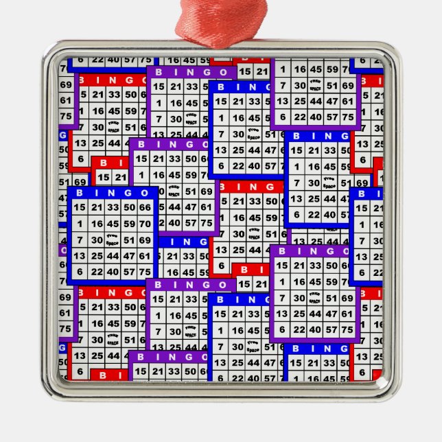 Bingo Cards pattern Metal Ornament (Front)
