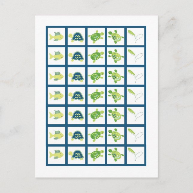 Bingo Cartes Marqueurs Turtle Reef Ocean Turtle (Devant)