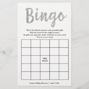 Bingo-Ce qu'il y a dans votre sac, carte en argent