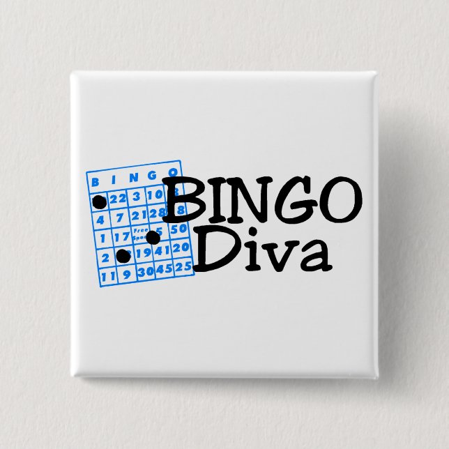 Bingo Diva 2 Inch Square Button (Front)