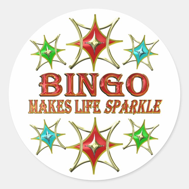 BINGO FANCY STARS CLASSIC ROUND STICKER (Front)
