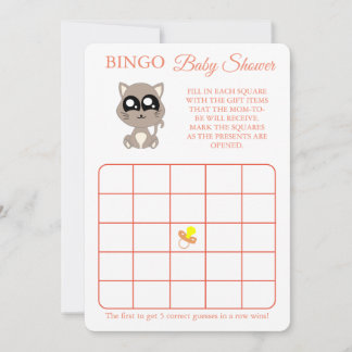 Bingo, Flyer de carte de jeu Baby shower, Chat