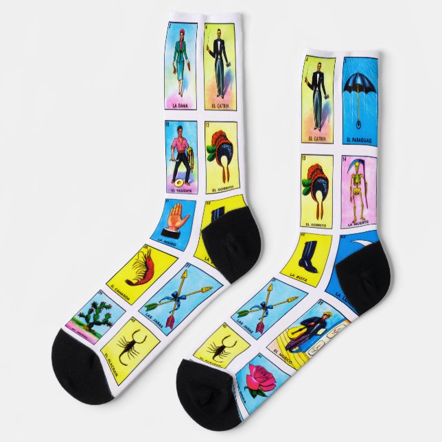Bingo Game Cards, Spanish Crew Socks (Left)