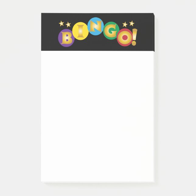 Bingo Gold Letters on Colourful Circles Post-it Notes (Front)
