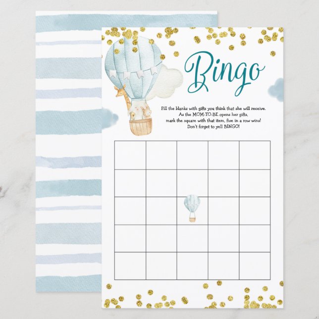 Bingo Hot Air Balloon Jungle Baby Shower (Front/Back)