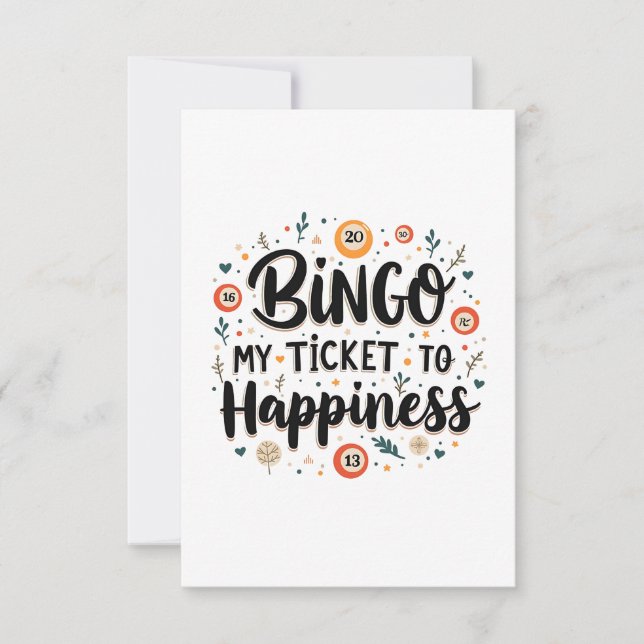 Bingo is My Ticket to Happiness Funny Bingo Game RSVP Card (Front)