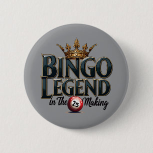 Bingo Legend Crowned in Gold Retro Typography 2 Inch Round Button