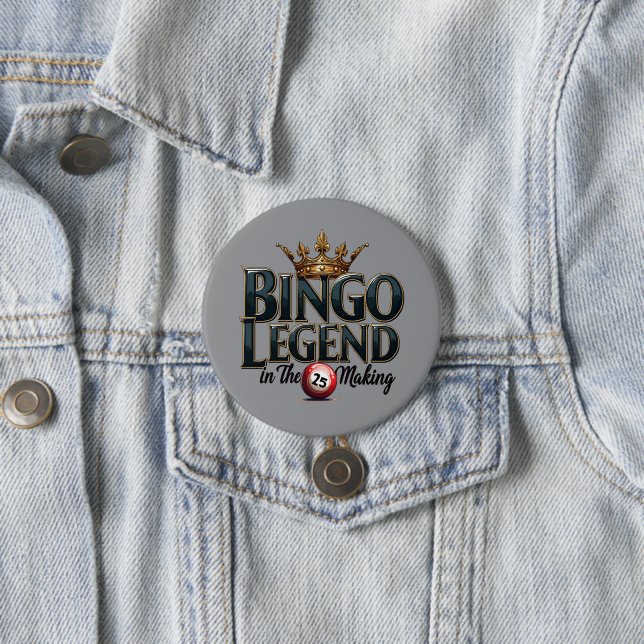 Bingo Legend Crowned in Gold Retro Typography 3 Inch Round Button (In Situ)