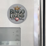 Bingo Legend Crowned in Gold Retro Typography Magnet<br><div class="desc">Celebrate your love for bingo with this bold and regal design featuring the phrase "Bingo Legend in the Making" in striking retro typography, topped with an ornate golden crown. The deep, rich hues and vintage aesthetic give this artwork a timeless appeal, perfect for those who enjoy the thrill of the...</div>