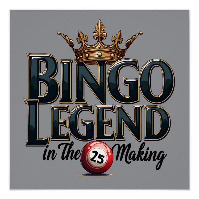 Bingo Legend Crowned in Gold Retro Typography Poster (Front)