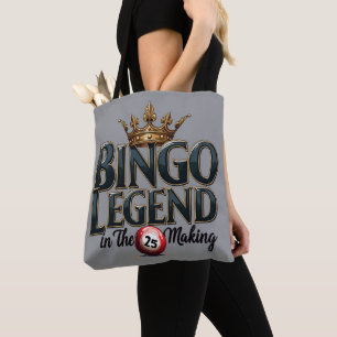 Bingo Legend Crowned in Gold Retro Typography Tote Bag