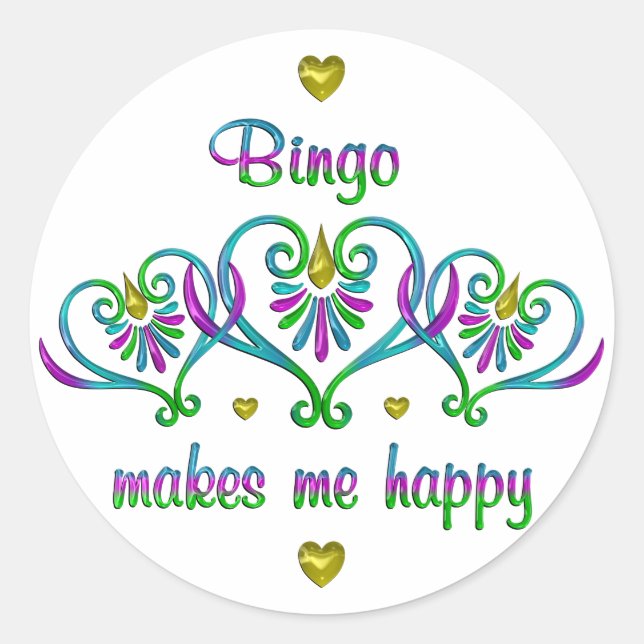 Bingo Makes Me Happy Classic Round Sticker (Front)