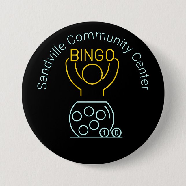 Bingo Night Neon Line Art Customizable  3 Inch Round Button (Front)