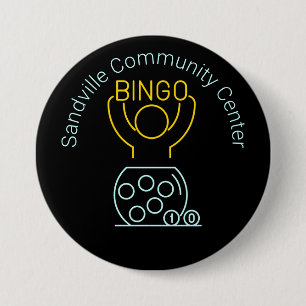 Bingo Night Neon Line Art Customizable  3 Inch Round Button