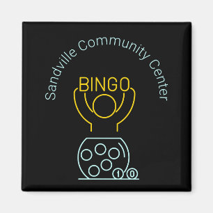 Bingo Night Neon Line Art Customizable Magnet