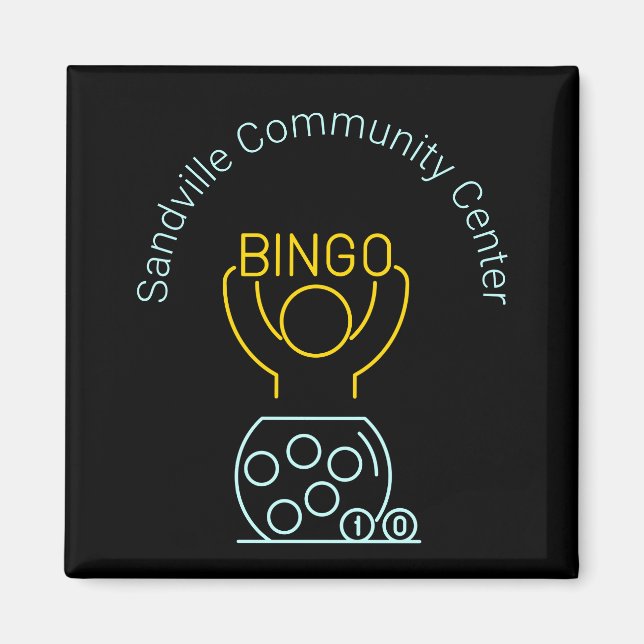Bingo Night Neon Line Art Customizable Magnet (Front)