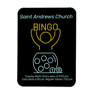 Bingo Night Neon Line Art Customizable Magnet