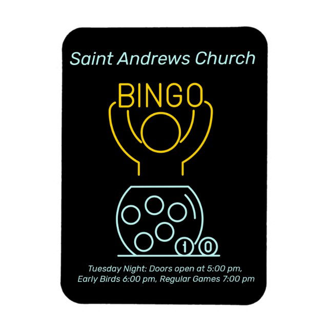 Bingo Night Neon Line Art Customizable  Magnet (Vertical)