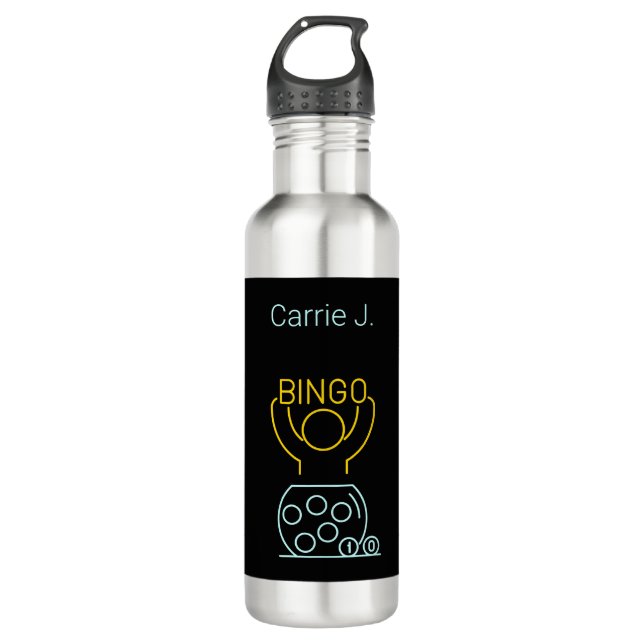 Bingo Night Neon Line Art  Personalized  710 Ml Water Bottle (Front)