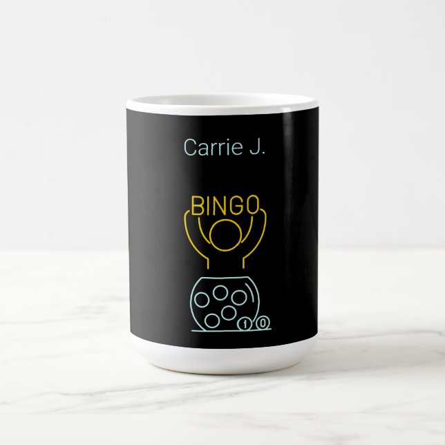 Bingo Night Neon Line Art  Personalized   Coffee Mug (Center)