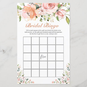 Bingo nuptiale Jeu floral feuille de papier vert