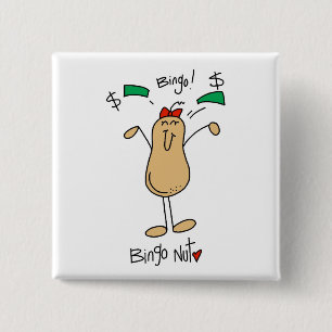Bingo Nut T-shirts and Gifts 2 Inch Square Button