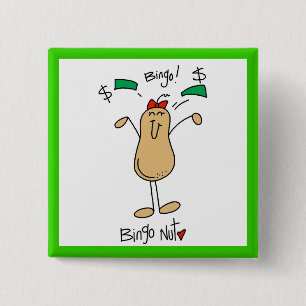 Bingo Nut T-shirts and Gifts 2 Inch Square Button