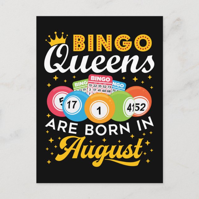 Bingo Queens Are Born in August Birthday  Postcard (Front)