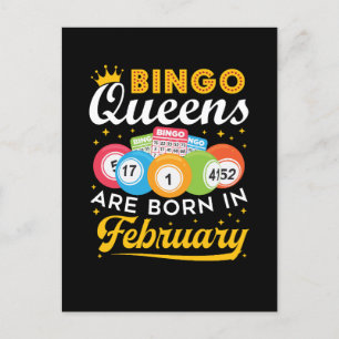 Bingo Queens Are Born in February Birthday  Postcard