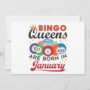 Bingo Queens Are Born in January Birthday Invitation