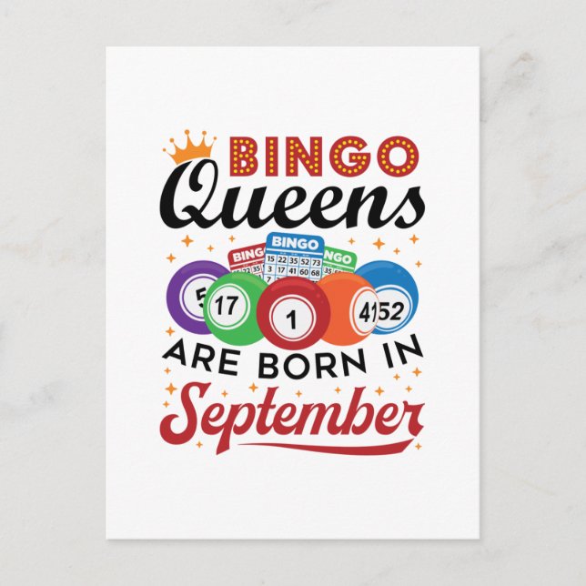 Bingo Queens Are Born in September Postcard (Front)