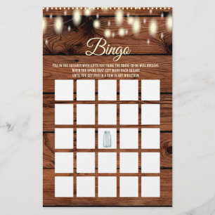 Bingo Rustic Country Western Bridal Shower Game Flyer