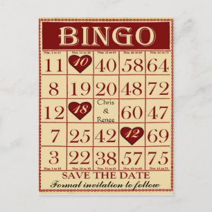 Bingo Save the Date Postcard