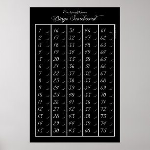 Bingo Scoreboard 75 - Zero Gravity Games (2.5") Poster