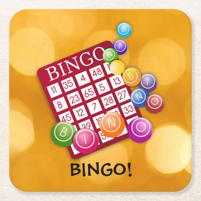 Bingo! Square Paper Coaster (Front)