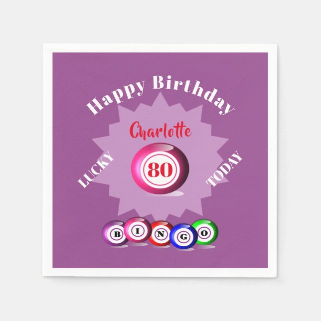 Bingo Themed Birthday Party Personalized  Napkin (Front)
