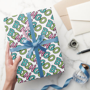 Bingo word art wrapping paper