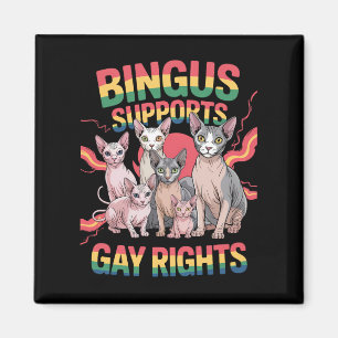 Bingus Supports Gay Rights Sphynx Cat LGBTQ Pride Magnet