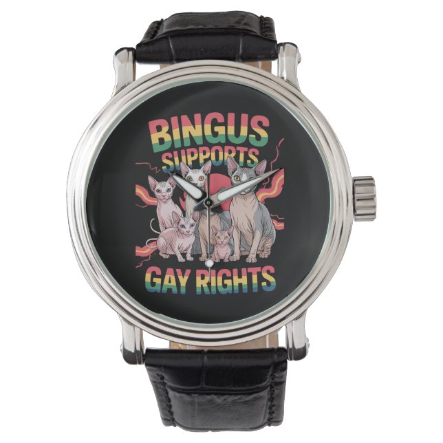 Bingus Supports Gay Rights Sphynx Cat LGBTQ Pride Watch (Front)