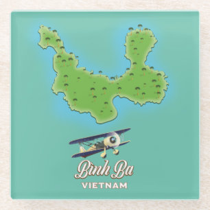 Bình Ba Island map Vietnam map Ceramic Tile Glass Coaster