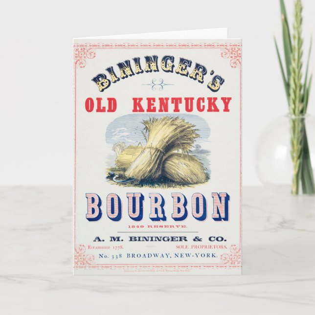Bininger's Old Kentucky Bourbon 1849 Reserve. Card (Front)