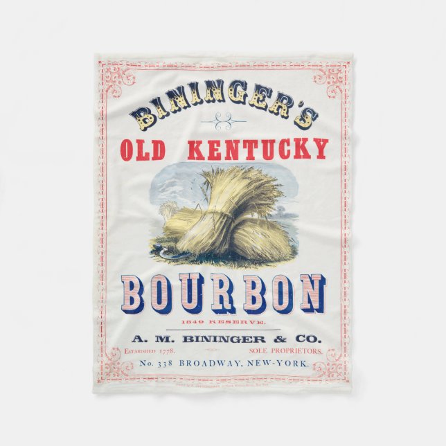 Bininger's Old Kentucky Bourbon 1849 Reserve. Fleece Blanket (Front)