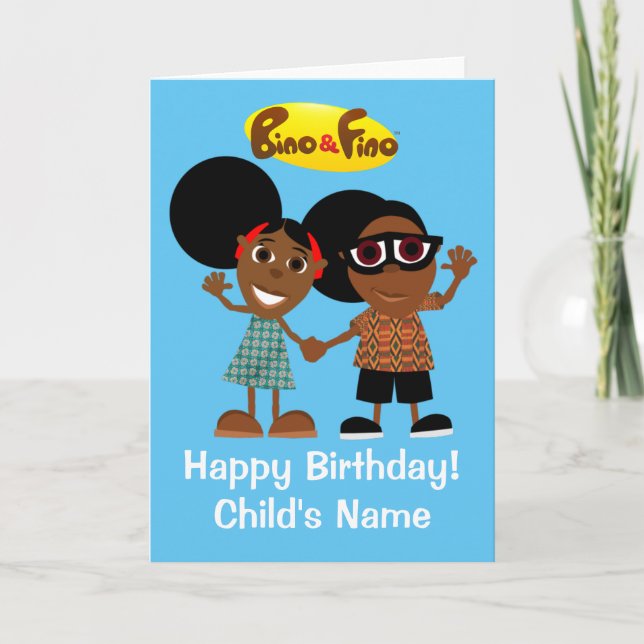 Bino and Fino Birthday Card Customisable (Front)